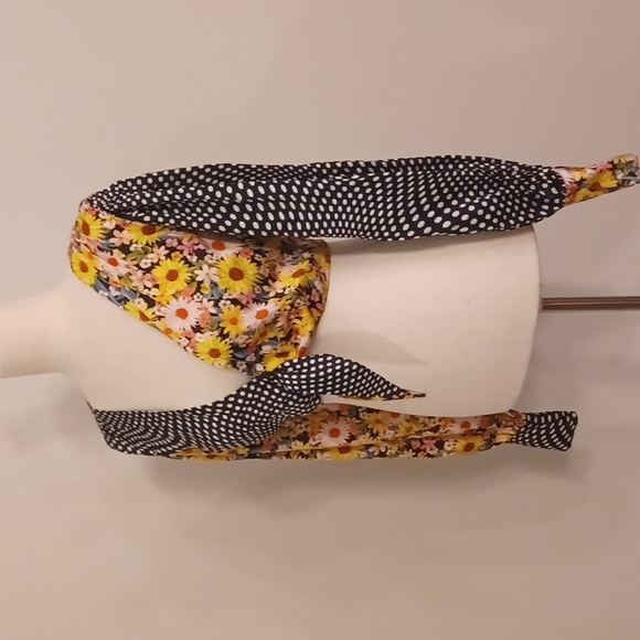 NWT For Love & Lemons Anya crop top front tie long sleeve floral XS - Picture 8 of 16